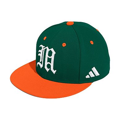 Men's adidas Green Miami Hurricanes On-Field Fitted Baseball Hat