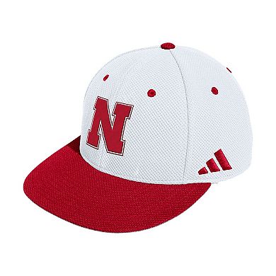 Men's adidas White Nebraska Huskers On-Field Fitted Baseball Hat