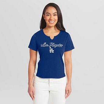 Women's WEAR by Erin Andrews Royal Los Angeles Dodgers Notch Neck T-Shirt