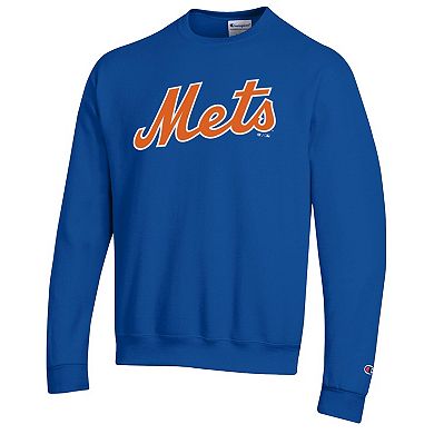 Men's Champion Royal New York Mets Powerblend Wordmark Sweatshirt