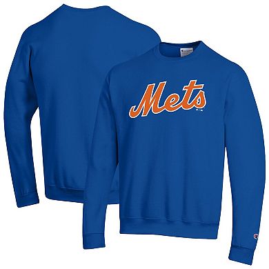 Men's Champion Royal New York Mets Powerblend Wordmark Sweatshirt