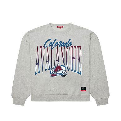 Women's Mitchell & Ness Heather Gray Colorado Avalanche Hockey Night Sweatshirt