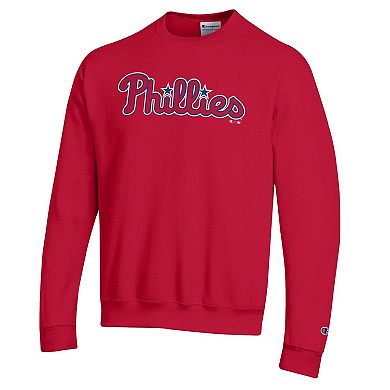 Men's Champion Red Philadelphia Phillies Powerblend Wordmark Sweatshirt