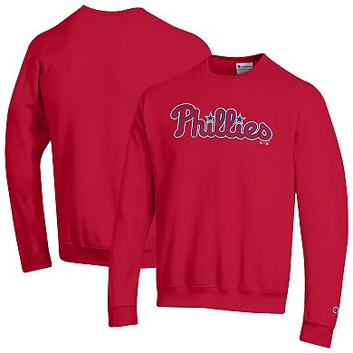 Men's Champion Red Philadelphia Phillies Powerblend Wordmark Sweatshirt