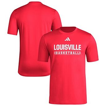Men's adidas Red Louisville Cardinals Locker On-Court Basketball Pre-Game T-Shirt