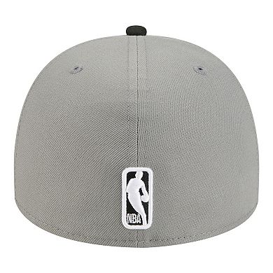 Men's New Era Gray Brooklyn Nets Injection Cartoon Logo A-Frame 59FIFTY Fitted Hat
