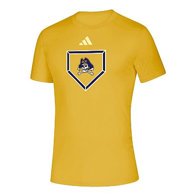 Men's adidas Gold ECU Pirates Powder Purple Home Plate T-Shirt