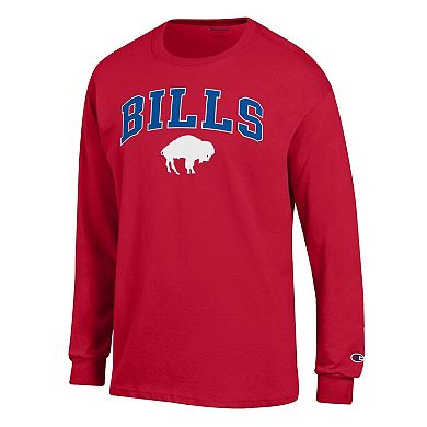 Men's Champion Red Buffalo Bills Arch Over Logo Long Sleeve T-Shirt