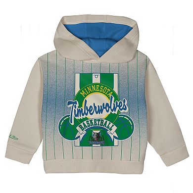 Toddler Mitchell & Ness Cream/Blue Minnesota Timberwolves Retro Roots Oversized Pullover Hoodie & Pants Set