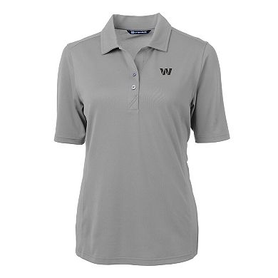 Women's Cutter & Buck Gray Washington Commanders DryTec Virtue Eco Pique Recycled Polo