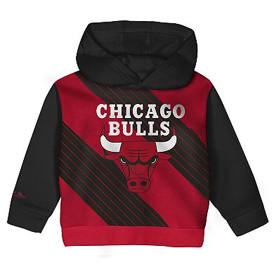 Toddler Mitchell & Ness Black/Red Chicago Bulls Big Face Oversized Pullover Hoodie & Pants Set