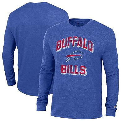 Men's Champion Heather Royal Buffalo Bills Ultimate Tri-Blend Long Sleeve T-Shirt