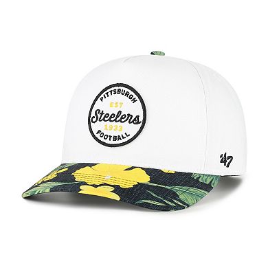 Men's '47 White/Black Pittsburgh Steelers Beach Side Hitch Adjustable Hat