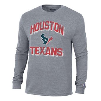 Men's Champion Heather Charcoal Houston Texans Ultimate Tri-Blend Long Sleeve T-Shirt