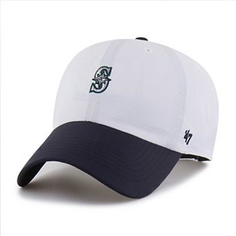 Men's '47 White/Navy Seattle Mariners Vista Mini Clean Up brrr° Adjustable Hat