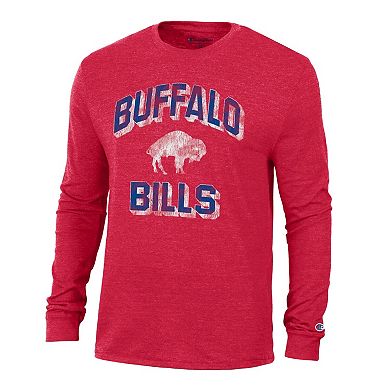 Men's Champion Red Buffalo Bills Ultimate Tri-Blend Long Sleeve T-Shirt