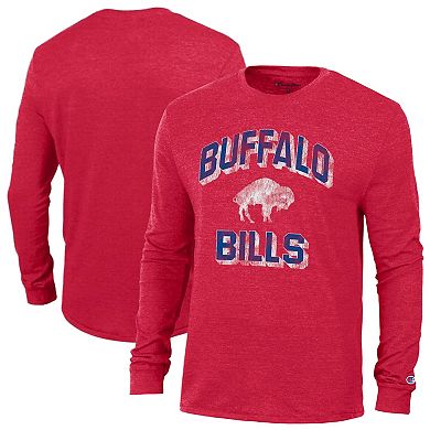 Men's Champion Red Buffalo Bills Ultimate Tri-Blend Long Sleeve T-Shirt