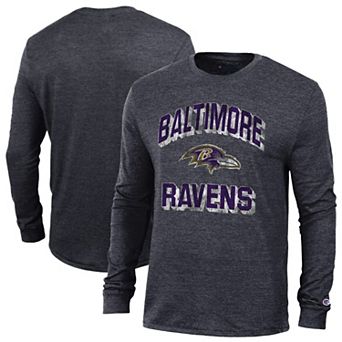 Men's Champion Black Baltimore Ravens Ultimate Tri-Blend Long Sleeve T-Shirt