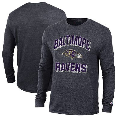 Men's Champion Black Baltimore Ravens Ultimate Tri-Blend Long Sleeve T-Shirt