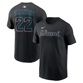 Men's Nike Sandy Alcantara Black Miami Marlins Home Name & Number T-Shirt