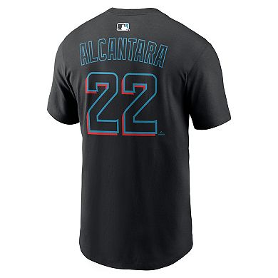 Men's Nike Sandy Alcantara Black Miami Marlins Home Name & Number T-Shirt