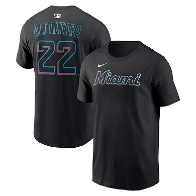 Men's Nike Sandy Alcantara Black Miami Marlins Home Name & Number T-Shirt