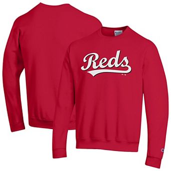 Men's Champion Red Cincinnati Reds Powerblend Wordmark Sweatshirt