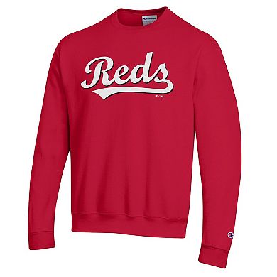 Men's Champion Red Cincinnati Reds Powerblend Wordmark Sweatshirt
