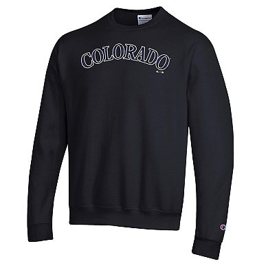 Men's Champion Black Colorado Rockies Powerblend Wordmark Sweatshirt