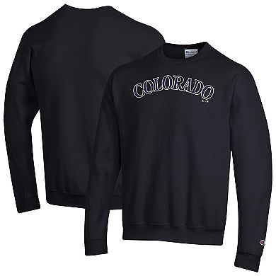 Men's Champion Black Colorado Rockies Powerblend Wordmark Sweatshirt