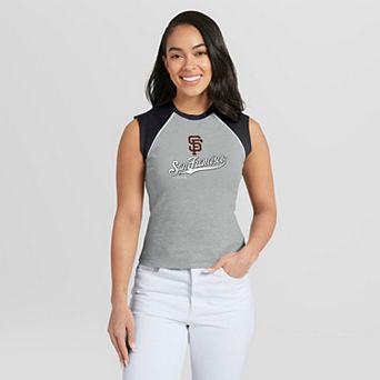 Women's WEAR by Erin Andrews Gray San Francisco Giants Cropped Raglan Tank Top