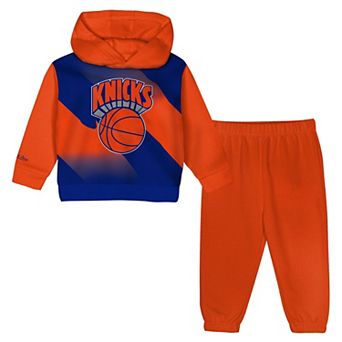 Toddler Mitchell & Ness Royal/Orange New York Knicks Big Face Oversized Pullover Hoodie & Pants Set