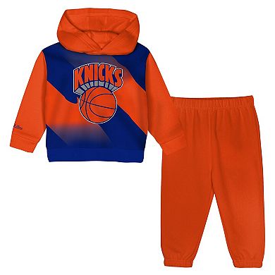 Toddler Mitchell & Ness Royal/Orange New York Knicks Big Face Oversized Pullover Hoodie & Pants Set