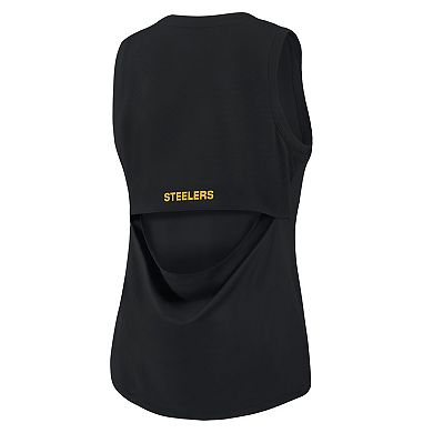 Women's Fanatics Black Pittsburgh Steelers Mesh Triumphant Win Tank Top
