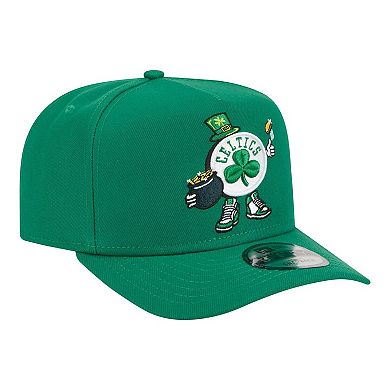 Men's New Era Kelly Green Boston Celtics Injection Cartoon Logo A-Frame 9FIFTY Adjustable Hat