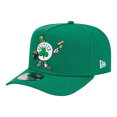 Men's New Era Kelly Green Boston Celtics Injection Cartoon Logo A-Frame 9FIFTY Adjustable Hat