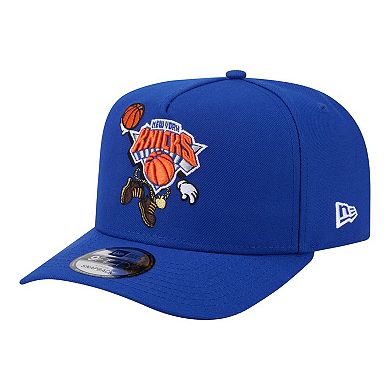 Men's New Era Blue New York Knicks Injection Cartoon Logo A-Frame 9FIFTY Adjustable Hat