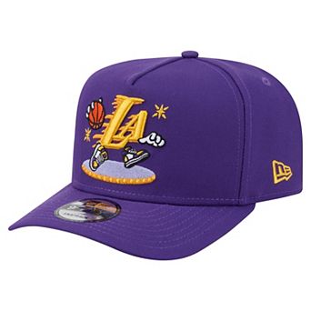 Men's New Era Purple Los Angeles Lakers Injection Cartoon Logo A-Frame 9FIFTY Adjustable Hat