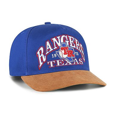 Men's '47 Royal/Brown Texas Rangers Cooperstown Break Wood Suede Hitch Adjustable Hat