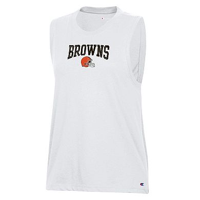 Women's Champion White Cleveland Browns Muscle Tank Top