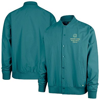 Men's '47 Hunter Green Chicago Cubs Anderson Twill Full-Snap Bomber Jacket