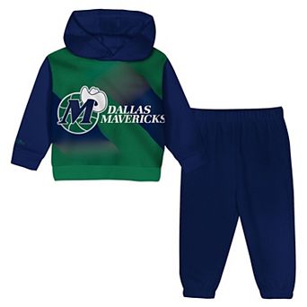 Toddler Mitchell & Ness Navy/Green Dallas Mavericks Big Face Oversized Pullover Hoodie & Pants Set