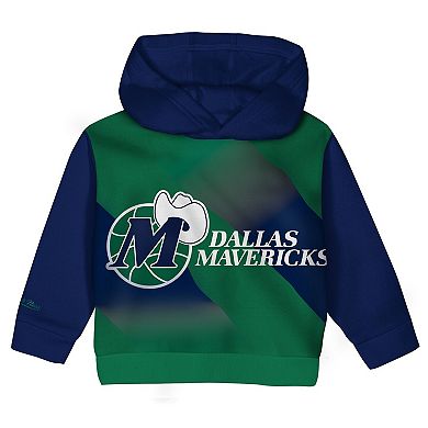 Toddler Mitchell & Ness Navy/Green Dallas Mavericks Big Face Oversized Pullover Hoodie & Pants Set
