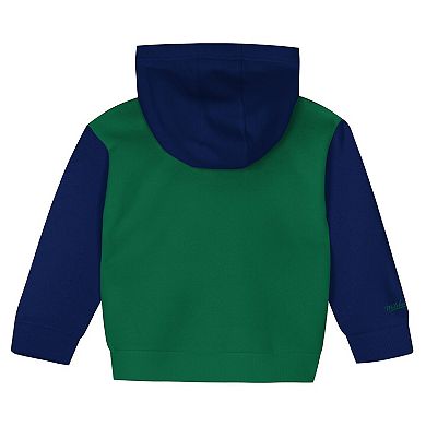 Toddler Mitchell & Ness Navy/Green Dallas Mavericks Big Face Oversized Pullover Hoodie & Pants Set