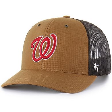 Men's Carhartt x '47 Brown Washington Nationals Trucker Adjustable Hat