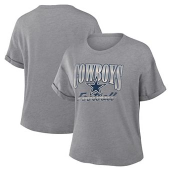 Women's Fanatics Heather Gray Dallas Cowboys Overplayed Tribute Tri-Blend Boxy T-Shirt