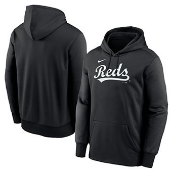 Men's Nike Black Cincinnati Reds Primary Wordmark Therma Hoodie