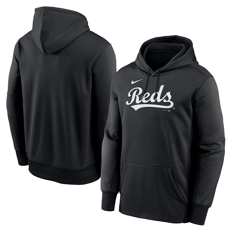 Men's Nike Black Cincinnati Reds Primary Wordmark Therma Hoodie, 