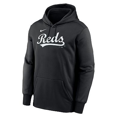 Men's Nike Black Cincinnati Reds Primary Wordmark Therma Hoodie