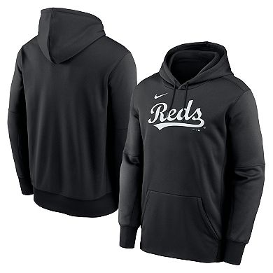 Men's Nike Black Cincinnati Reds Primary Wordmark Therma Hoodie